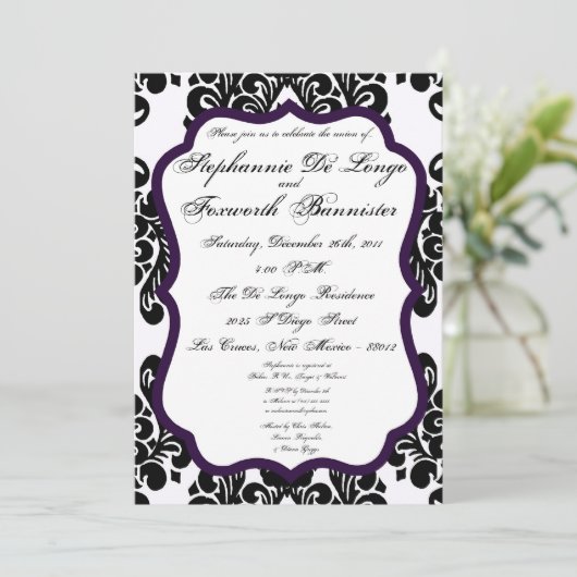 12x18 Damask Lace Extravagant Elegant Hochzeitsfei Einladung (Stehend Vorderseite)