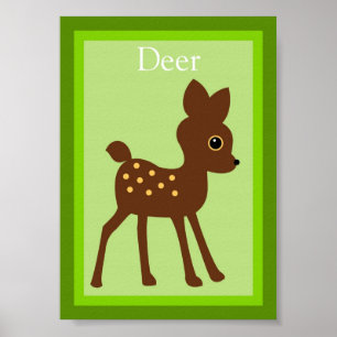 12x18 Deer Forest Friends Wall Art Poster