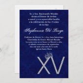 12x18 Diamant Saphir Quinceanera Einladung (Vorne/Hinten)