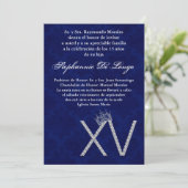 12x18 Diamant Saphir Quinceanera Einladung (Stehend Vorderseite)