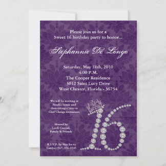 12x18 Diamond Amethyst Sweet 16 Geburtstag Einladu Einladung