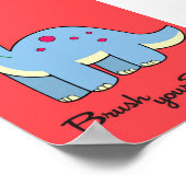 12x18 Dinosaur WorBrush Your Teeth Badezimmer Weit Poster (Ecke)