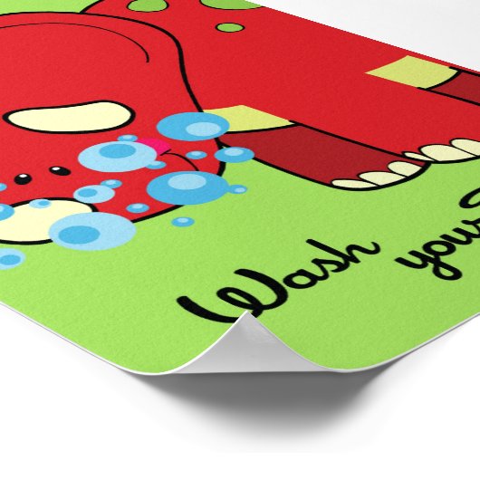 12x18 Dinosaurier World waschst das Gesicht Badezi Poster (Ecke)