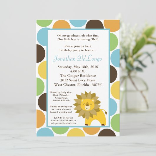 12x18 Dschungel-König Lion Safari Birthday Einladung (Stehend Vorderseite)