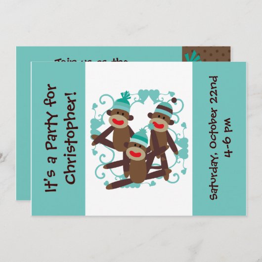 12x18 Einladungen für Junge Affen (Vorne/Hinten)