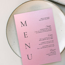 12x18" Elegant Ombre Pink Wedding Table Menu Card Einladung