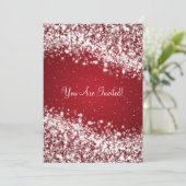 12x18 Elegant Wedding Sparkling Wave Red Einladung (Stehend Vorderseite)