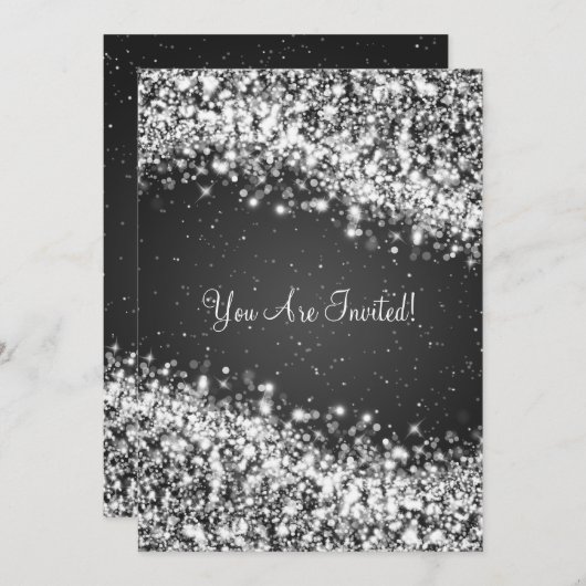 12x18 Elegante Hochzeitsfesselwelle Schwarz Einladung (Vorne/Hinten)