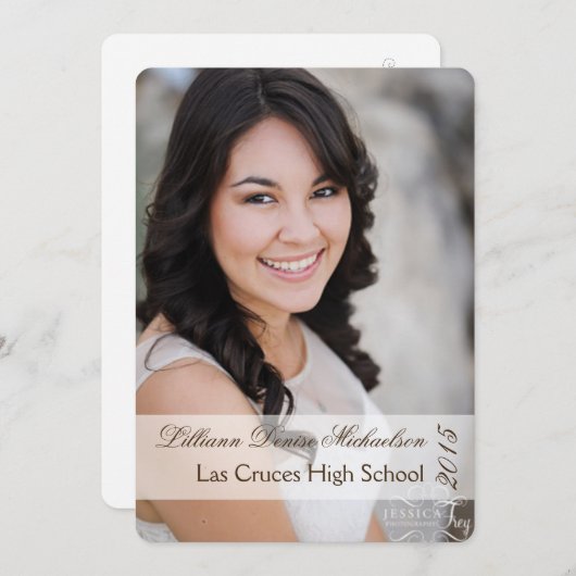 12x18 Elegantes Foto Portrait Senior Ankündigung (Vorne/Hinten)