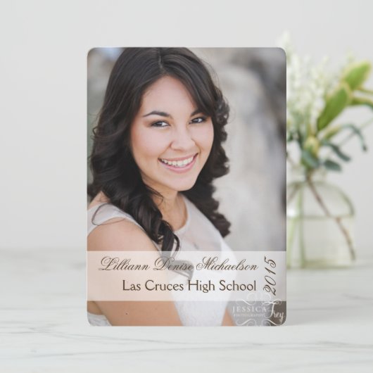 12x18 Elegantes Foto Portrait Senior Ankündigung (Stehend Vorderseite)