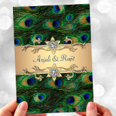 12x18 Emerald Green Elegante Peacock Wedding Einladung