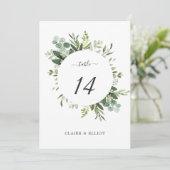 12x18 Eukalyptus Green Foliage Wedding Tischnummer (Stehend Vorderseite)