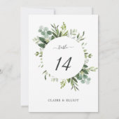 12x18 Eukalyptus Green Foliage Wedding Tischnummer (Rückseite)