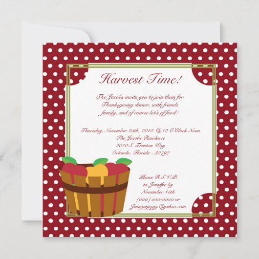 12x18 Fall-Apple-Behälter-Erntedank-Party Einladung (Vorderseite)