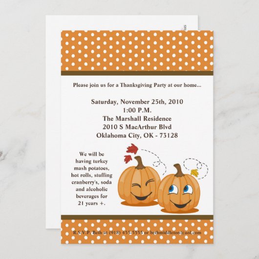 12x18 Fall Pumpkins Ernte Erntedank Einladung (Vorne/Hinten)