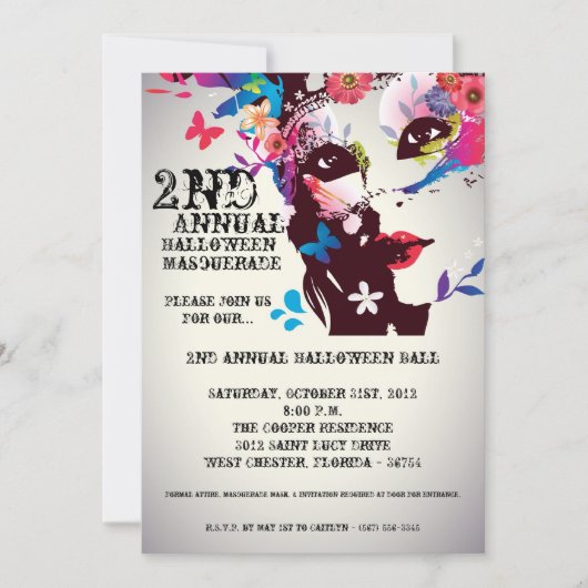 12x18 Floral Masquerade Halloween Einladung (Vorderseite)