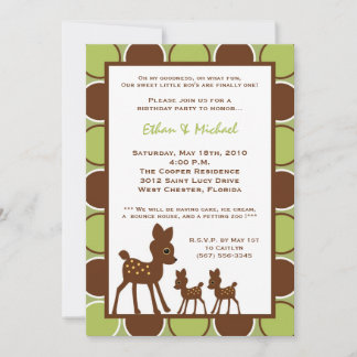 12x18 Forrest Mama TWIN Baby Birthday Teil Einladu Einladung