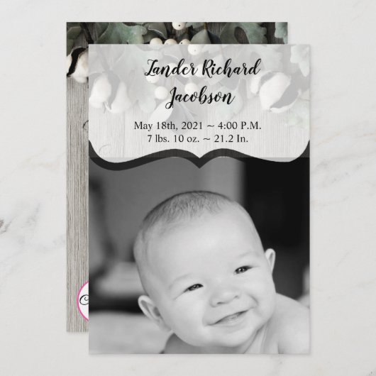 12x18 Foto Birth Announcement Army-Baumwolle Pflan Ankündigung (Vorne/Hinten)