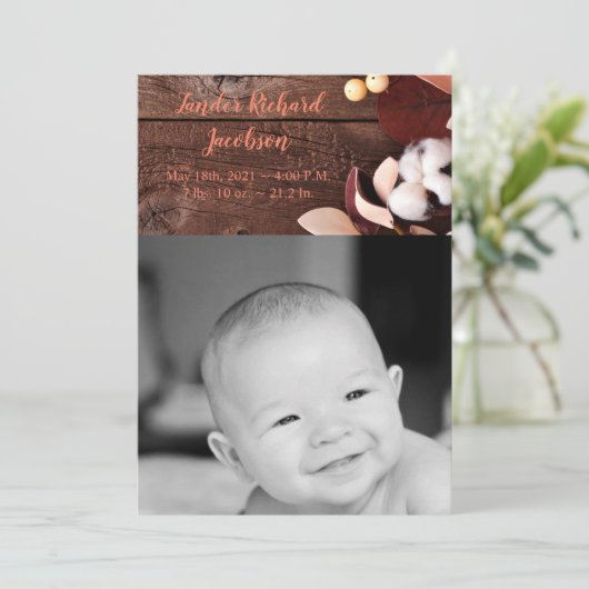 12x18 Foto Birth Announcement Army Cotton Branch a Ankündigung (Stehend Vorderseite)