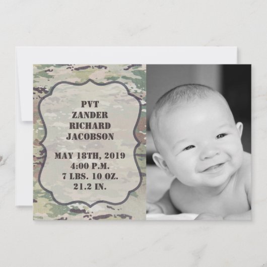 12x18 Foto Birth Announcement Army OCP Camouflage Ankündigung (Vorderseite)