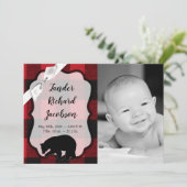 12x18 Foto Birth Announcement Army Red Buffalo Bär Ankündigung (Stehend Vorderseite)
