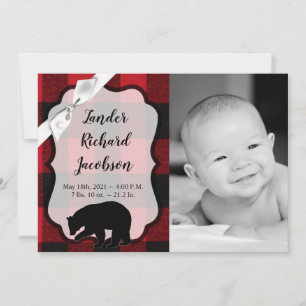12x18 Foto Birth Announcement Army Red Buffalo Bär Ankündigung