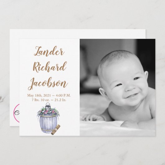 12x18 Foto Birth Announcement Army Summer Country Ankündigung (Vorne/Hinten)