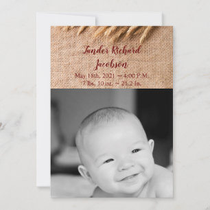 12x18 Foto Birth Announcement Army Wheat on Burlap Ankündigung