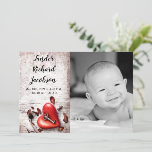 12x18 Foto Geburtsankündigung Armee Land Holzschlü Ankündigung (Stehend Vorderseite)