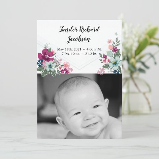 12x18 Foto Geburtsankündigung Armee Tropische Blum Ankündigung (Stehend Vorderseite)