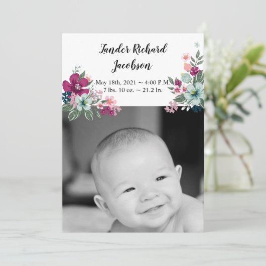 12x18 Foto Geburtsankündigung Armee Tropische Blum Ankündigung (Stehend Vorderseite)