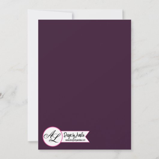 12x18 Foto Geburtshilfe kündigen Armee Plum Lila R Ankündigung (Rückseite)
