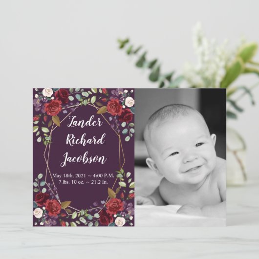 12x18 Foto Geburtshilfe kündigen Armee Plum Lila R Ankündigung (Stehend Vorderseite)