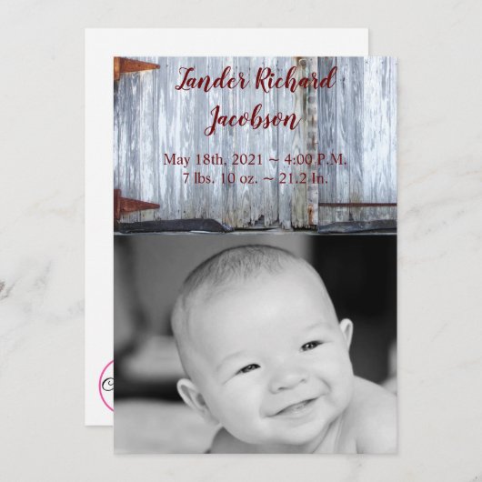 12x18 Foto Geburtshilfearmee Weißwaschwald Ankündigung (Vorne/Hinten)