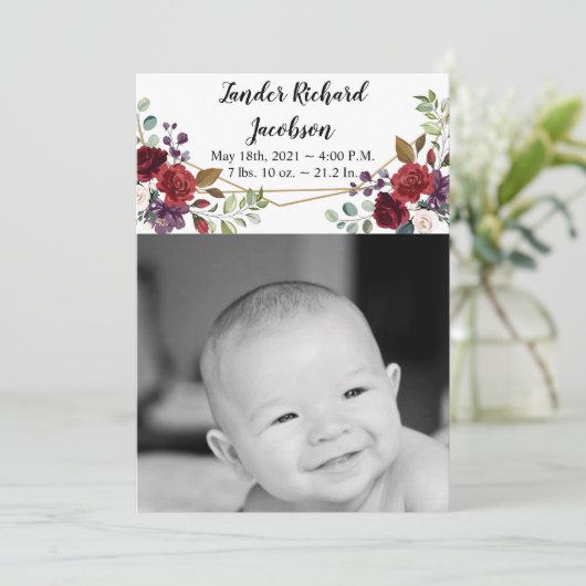 12x18 Foto Geburtshilfearmee White Roses Gold Ankündigung (Stehend Vorderseite)