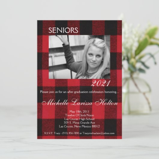 12x18 Foto Graduation Party Einladung Red Buffalo (Stehend Vorderseite)