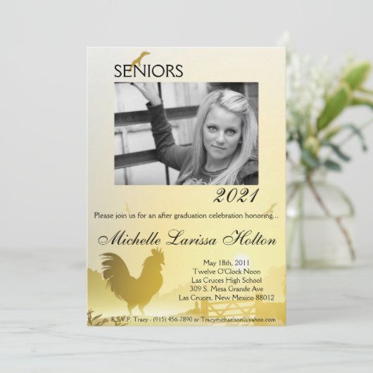 12x18 Foto Graduierungsparty Einladung Sonniges Mo (Stehend Vorderseite)