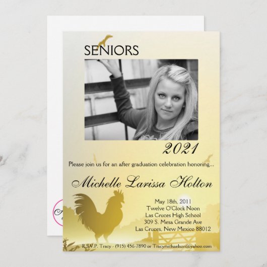 12x18 Foto Graduierungsparty Einladung Sonniges Mo (Vorne/Hinten)