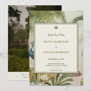 12x18 Foto Tropical Peacock Palm Wedding Save The Date