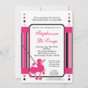 12x18 French Pink Poodle Geburtstagsparty Einladun Einladung