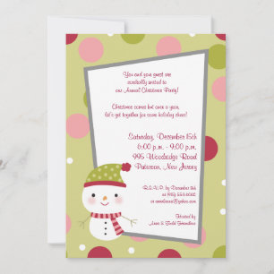 12x18 Frosty Snowman Polka Dot BG Einladung