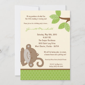 12x18 Funky Monkey Jungle Zoo Einladung zum Geburt