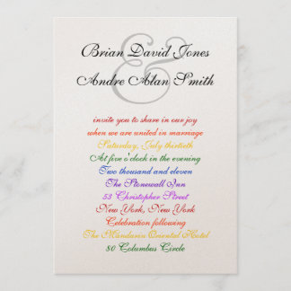12x18 Gay Wedding Rainbow LGBT Pride Metallic Einladung
