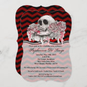 12x18 Geburtstag Einladung Schädel Rose Zickzack w (Vorne/Hinten)