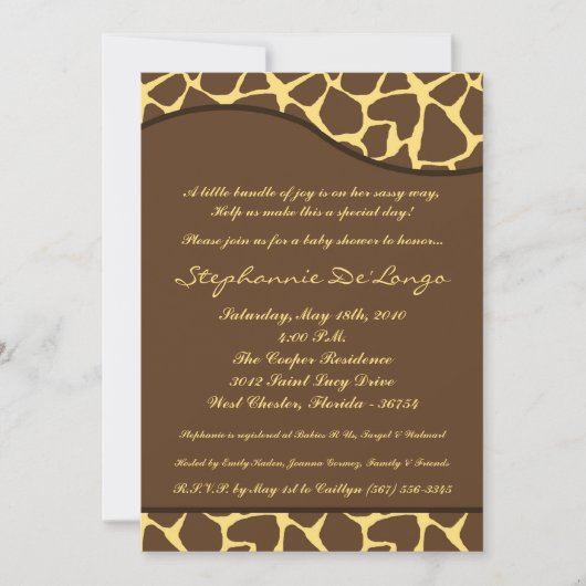 12x18 Giraffe Animal Print Baby Shower Einladung (Vorderseite)