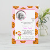 12x18 Girl Basket Ball Geburtstagsdusche Einladung (Stehend Vorderseite)