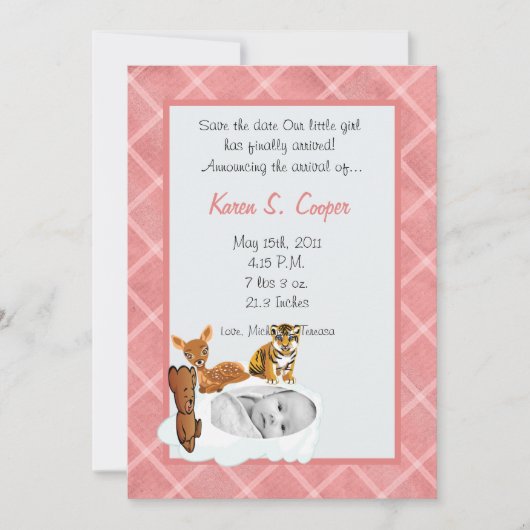 12x18 Girl Cloud-FOTO über ZirkelBirth-Ankündigung Einladung (Vorderseite)