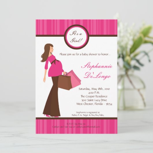 12x18 Girl Modern Mod Mama Kinderdusche Einladung (Stehend Vorderseite)