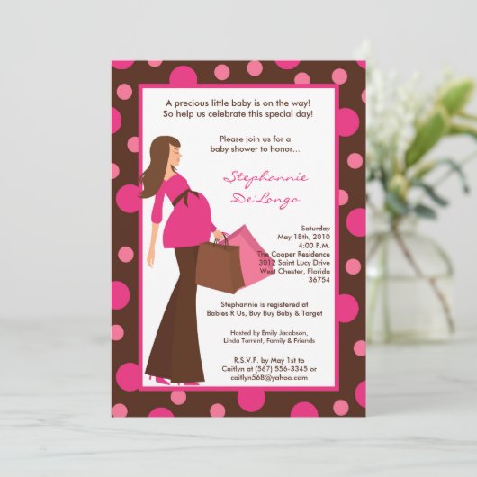 12x18 Girl Modern Mod Mama Kinderdusche Einladung (Stehend Vorderseite)