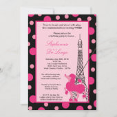 12x18 Girl Pink Poodle Paris Birthday Par Einladun Einladung (Vorderseite)